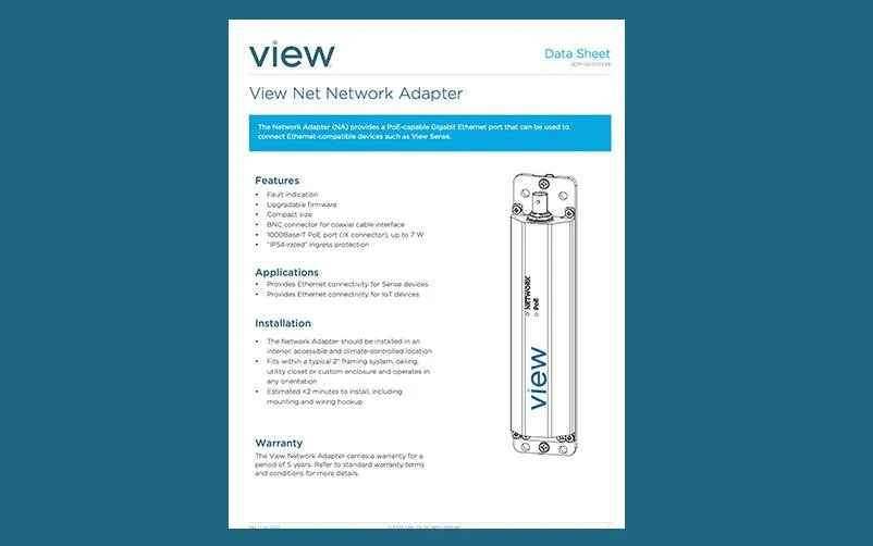 View Net Network Adapter Data Sheet