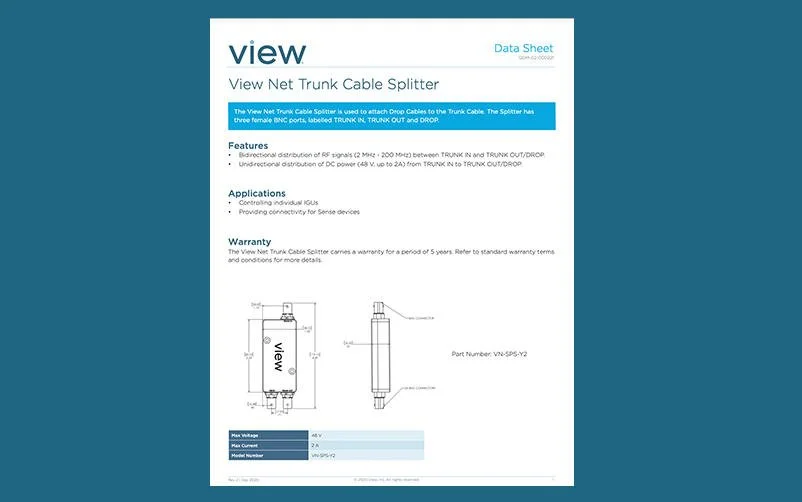 View Net Trunk Cable Splitter Data Sheet