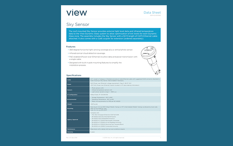 CSS Component Data Sheet: Sky Sensor