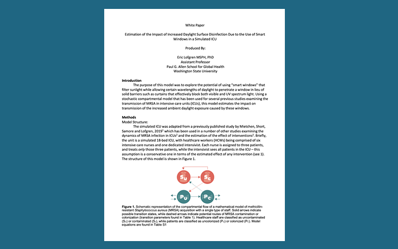 Estimation of the Impact of Increased Daylight Surface Disinfection Due to the Use of Smart Windows in a Simulated ICU
