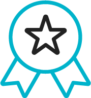 An award ribbon with a star in the center
