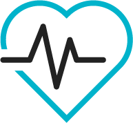 Heart shape with a stylized heartbeat line inside.