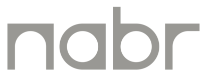 A gray logo of the word 'nabr' on a black background.