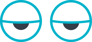 Two blue cartoon eyes with half-closed eyelids