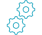 Gear icon with a network or connection symbol behind it