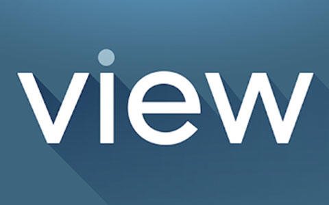 The image has the word 'view' written in white letters on a blue background.