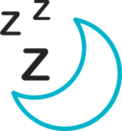Outline of a crescent moon with three 'Z' symbols indicating sleep