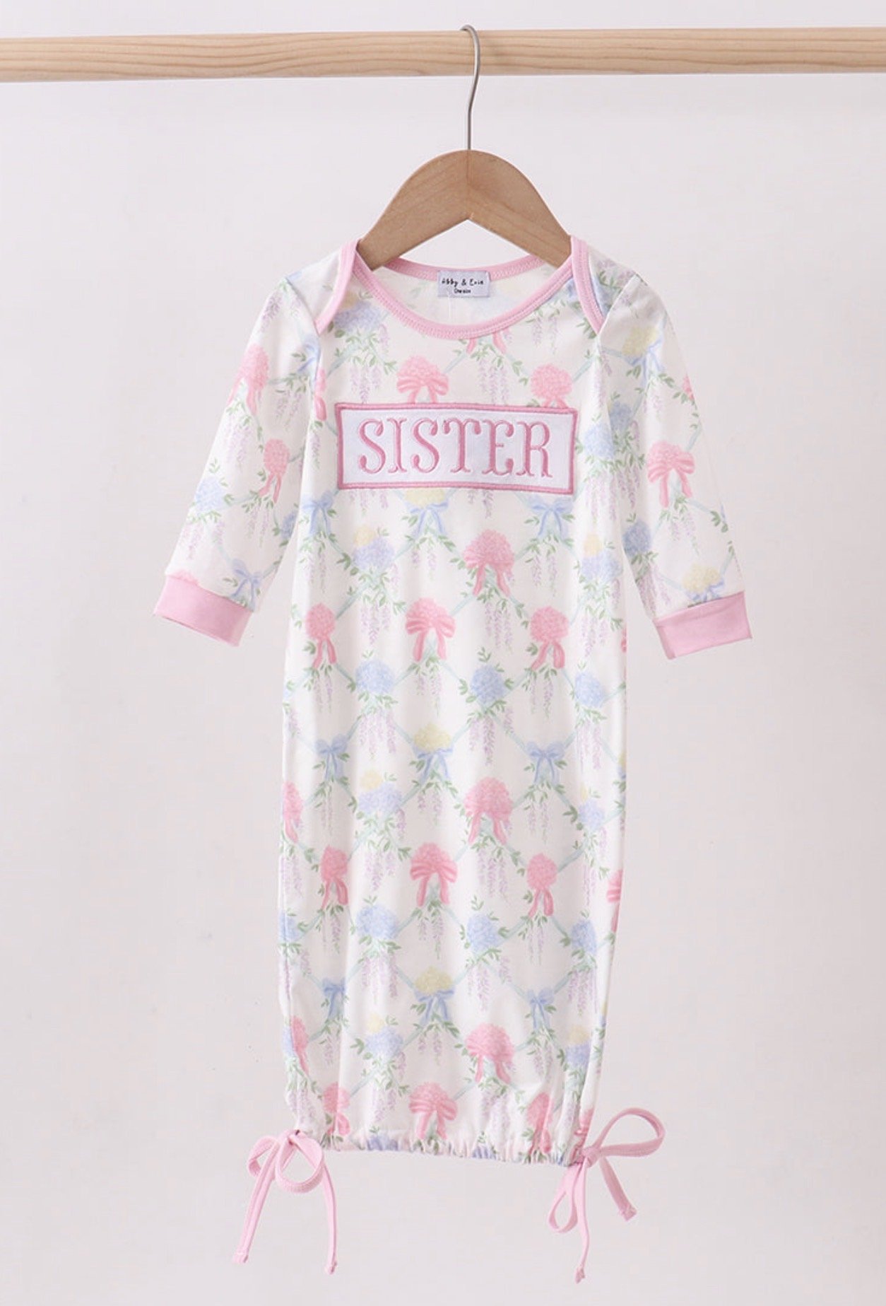 Embroidered newborn gown