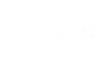 Straight & Sleek hair styling logo with a black background