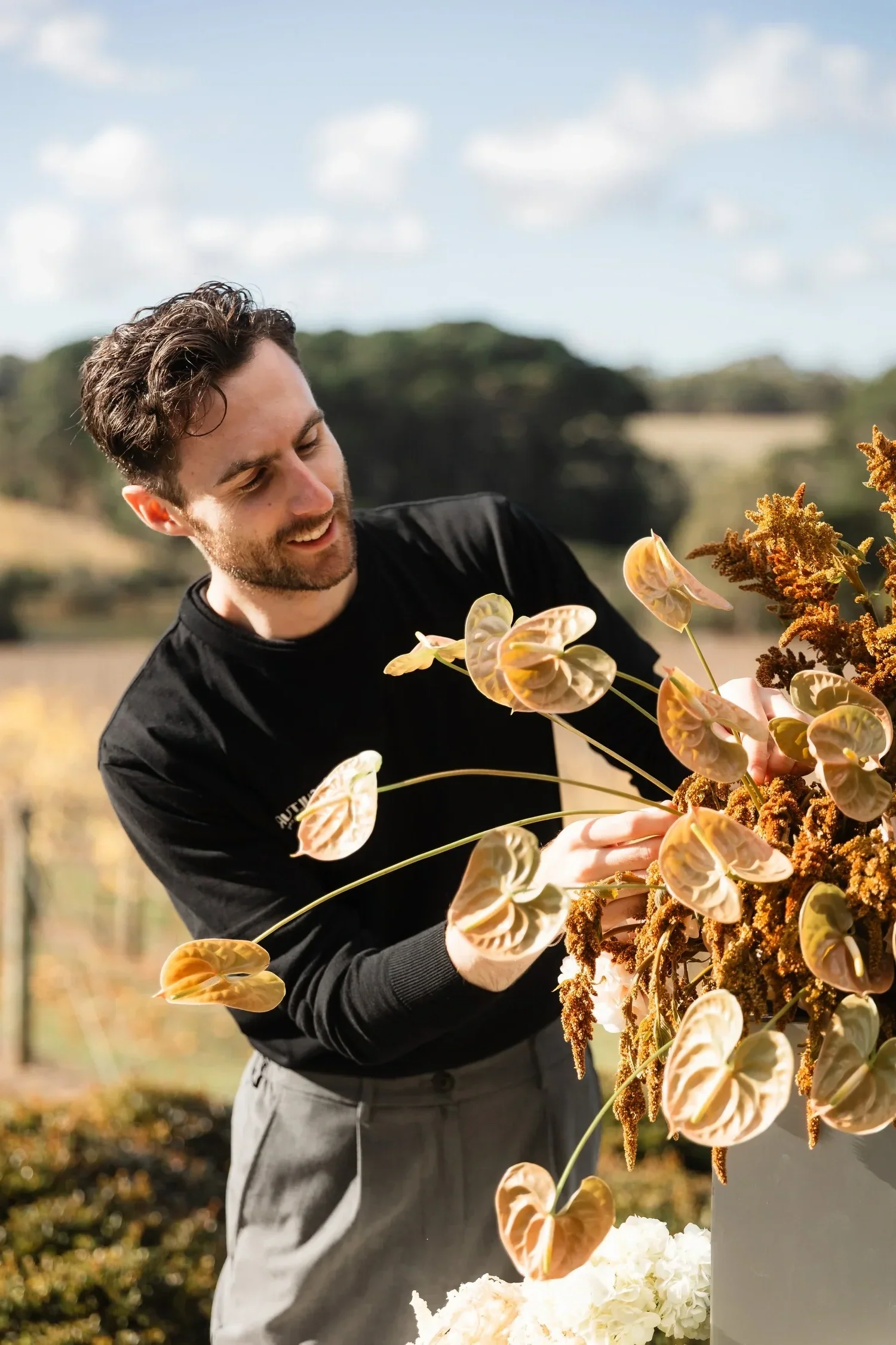 Alex Morabito is an event stylist for a wedding at Jackalope on the Mornington Peninsula.