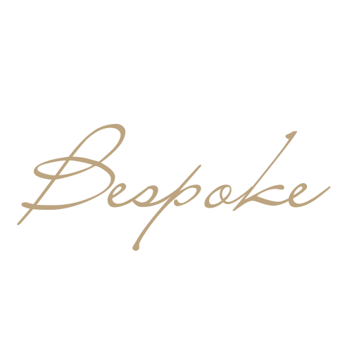 The image features the words 'Welcoming' in a decorative script font on a black background, and the word 'Bespoke' written in a cursive, beige font below it.