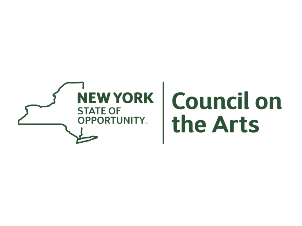 Logo of the New York State Council on the Arts with a map outline of New York State and text reading "NEW YORK STATE OF OPPORTUNITY" and "Council on the Arts".
