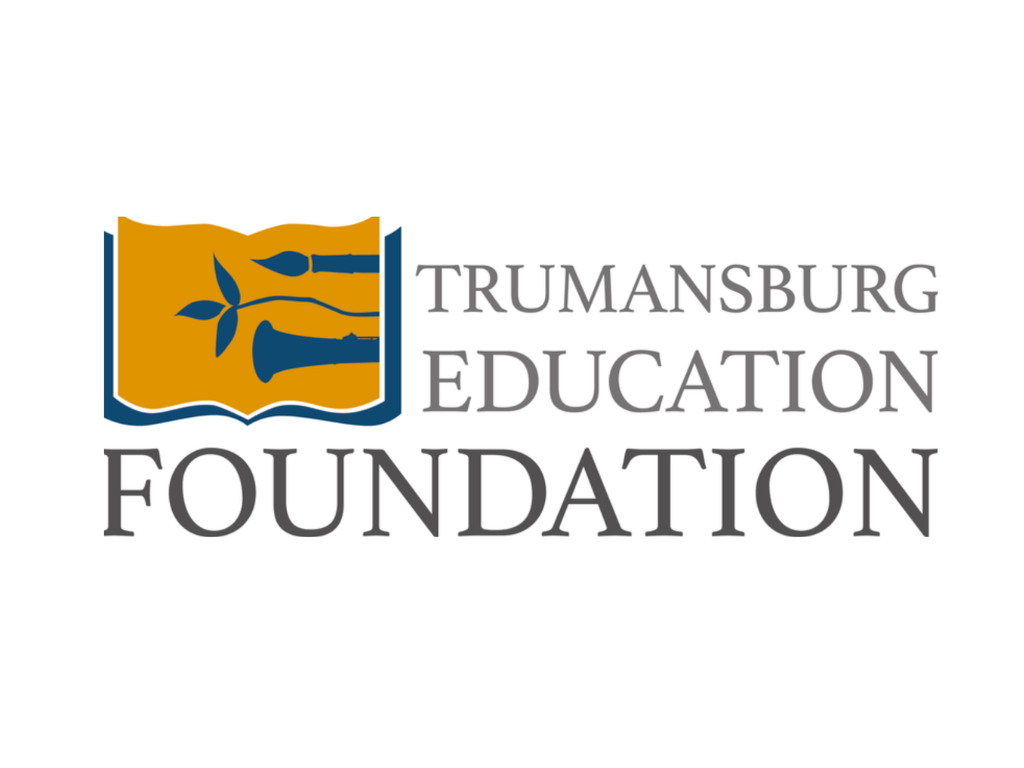 The logo of the Trumburg Education Foundation featuring an open book with plant and writing utensils, and the organization name written next to it.