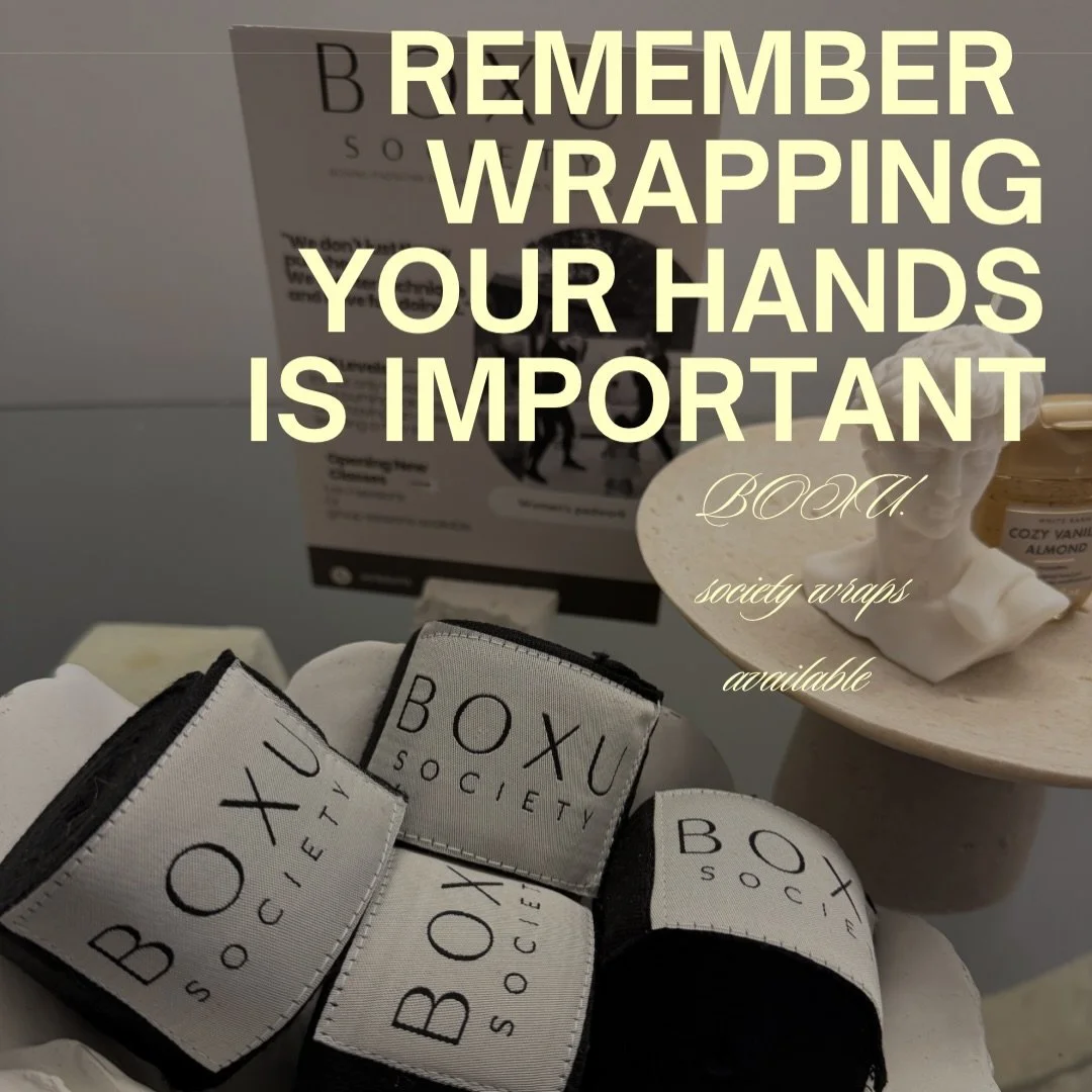 Even when beginning, you want to wrap your hands to protect your wrists and knuckles! Wraps are available for purchase with everyone&rsquo;s first session. 

#boxingjourney 
#boxusociety 
#handwrapsboxing 
#padwork