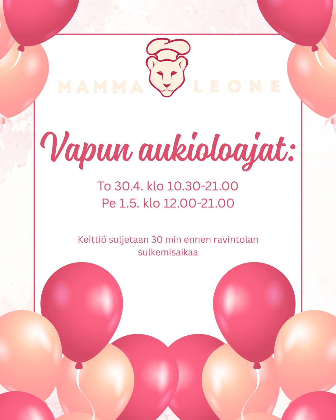 Vapun aukioloajat 