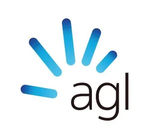 Logo with blue gradient lines forming a partial sun or burst shape above the lowercase letters "agl".