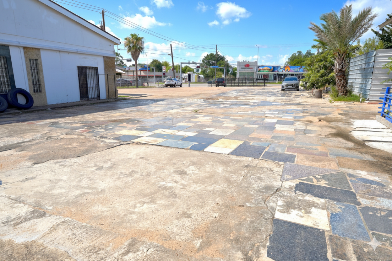 Private gated parking area inside 6524 Del Rio St Houston TX mixed-use investment property