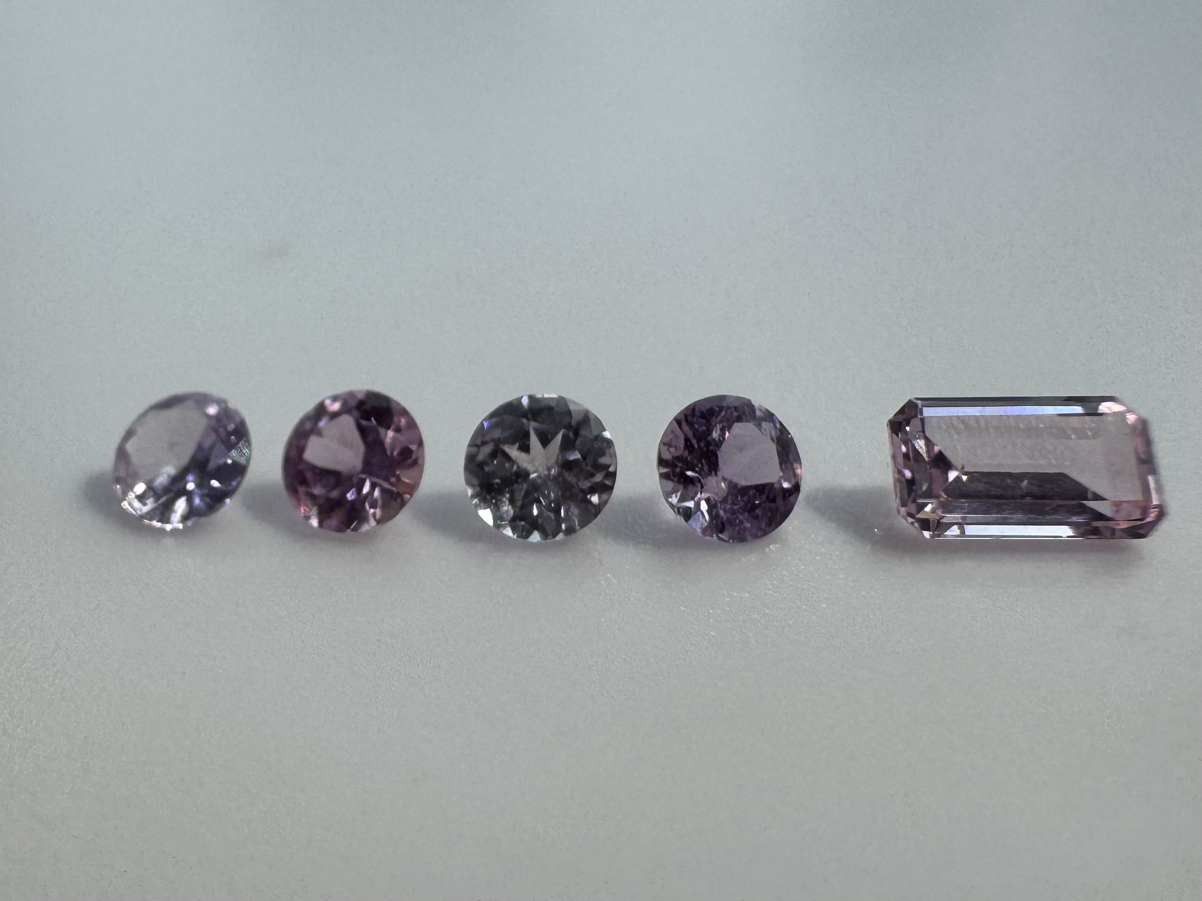 Ceylon Sapphire (No Heat), Pink Shades, Round Cut Rose Flat: 3.0 and 2.5, Round Cur Star Cut: 3.0 and 2.5, Oval Cut: 5 x 3 and 4 x 3, Octagone Cut 4 x 2 mm