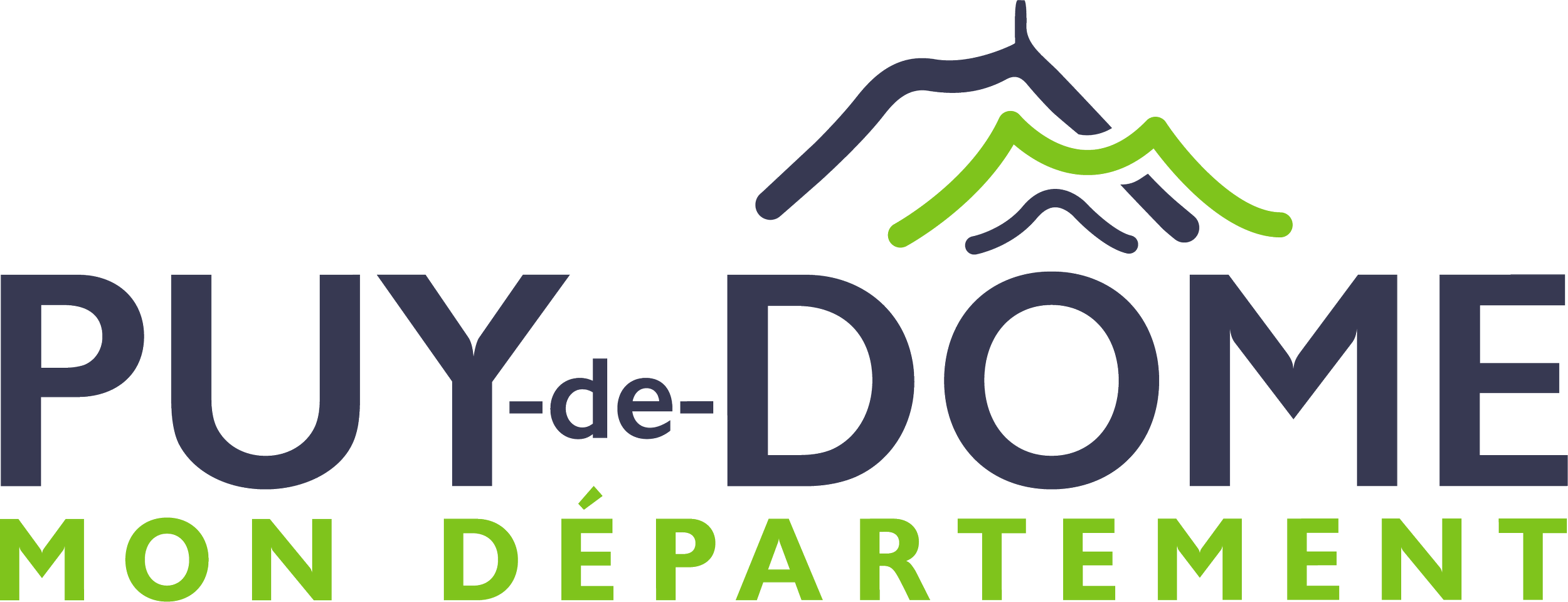 Logo de Puy-de-Dôme avec un dessin de montagnes en haut et du texte « Puy-de-Dôme Mon Département » en dessous.