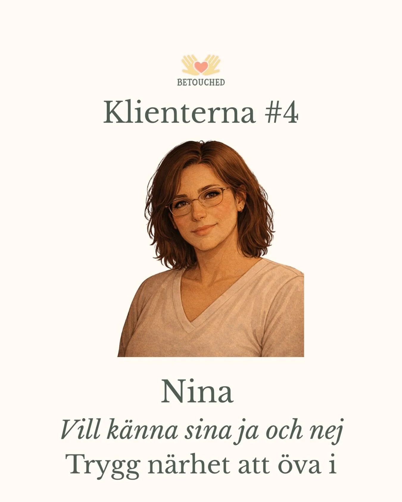 Klienterna 4 &ndash; Nina, 42 🧭

Hon har gjort personlig utveckling.
L&auml;st b&ouml;cker.
G&aring;tt kurser.

Men n&auml;r n&aring;gon r&ouml;r vid henne
&auml;r det inte alltid sj&auml;lvklart vad hon vill.

&Auml;r det h&auml;r ett ja?
Ett kansk