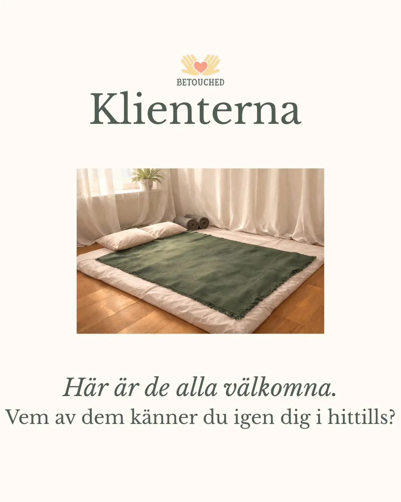 Klienterna- Mellansnack🌿

Vi pausar lite.

Vi har m&ouml;tt flera olika personer nu:

💆&zwj;♀️ Alva &ndash; beh&ouml;ver vila
💼 Eric &ndash; vill sl&auml;ppa prestation
🌱 Lukas &ndash; vill &ouml;va p&aring; n&auml;rhet
🧭 Nina &ndash; vill k&aum