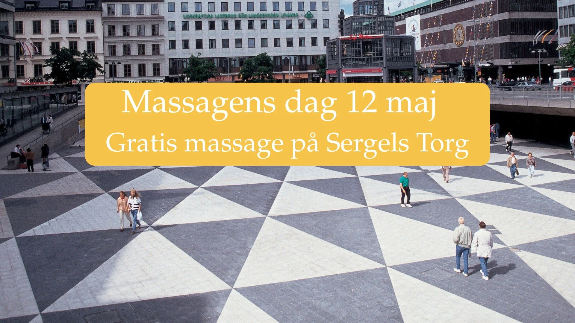Den 12e maj &auml;r det massagens dag, jag firar den med att ge gratis sittande massage mitt p&aring; Sergels Torg!

H&aring;ll utkik p&aring; mina sociala medier exakt var jag befinner mig.

#massagensdag #massagensdag12maj #massagensdag2026
