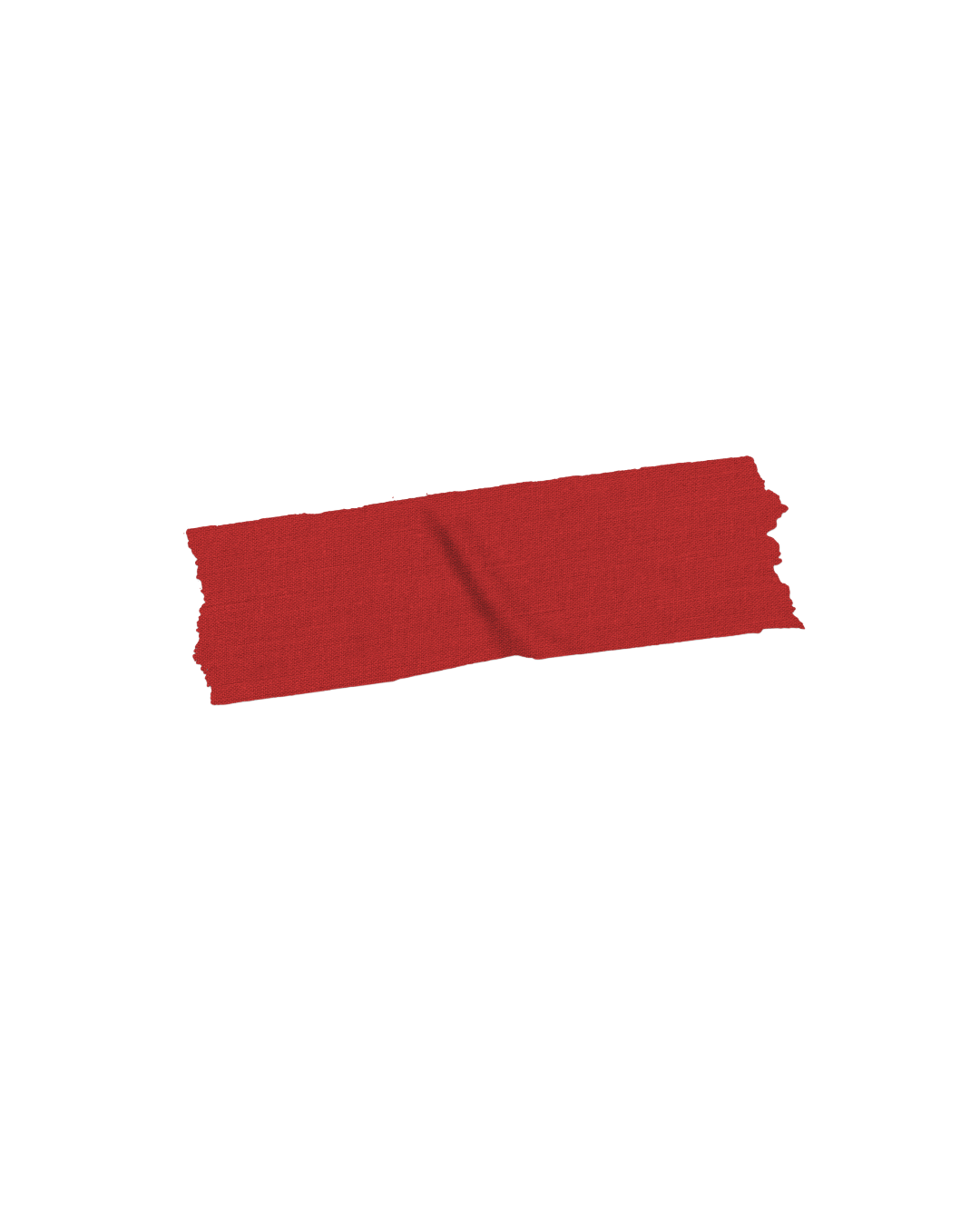 Red piece of tape placed on a black surface with a white background.