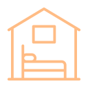 Sketch of a cozy interior room with a bed, a window, and a picture on the wall