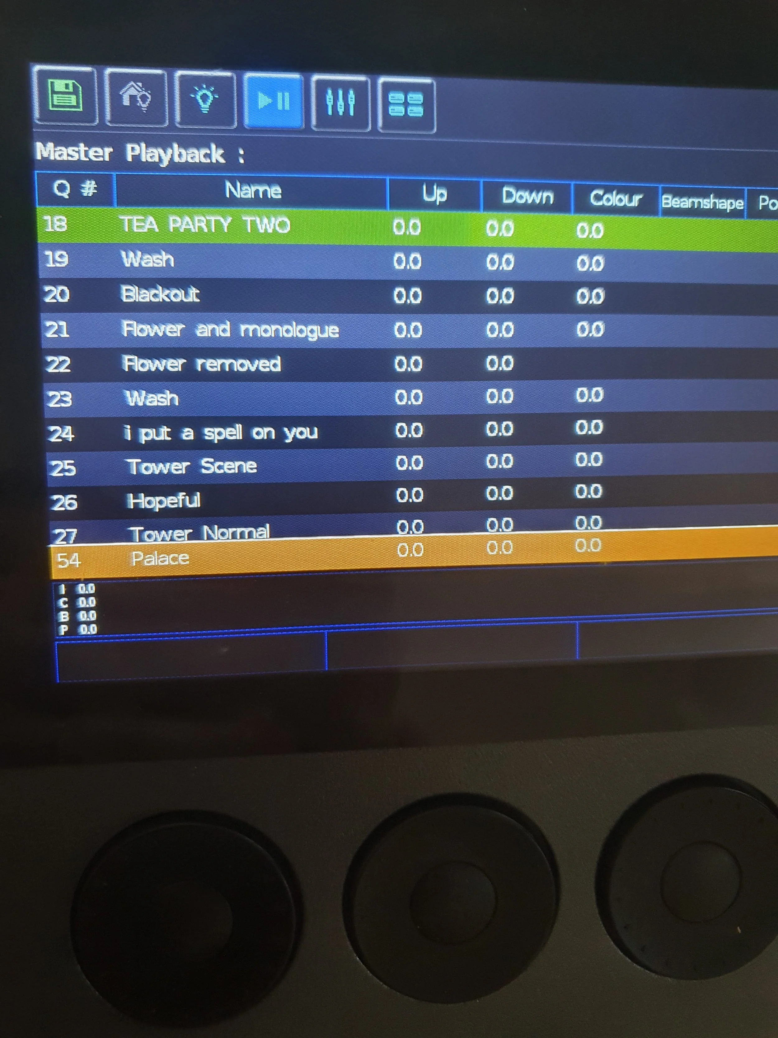 Sixth form is also where I learnt to meticulously name my cues so that anybody is able to look at my show and operate it if needs be.