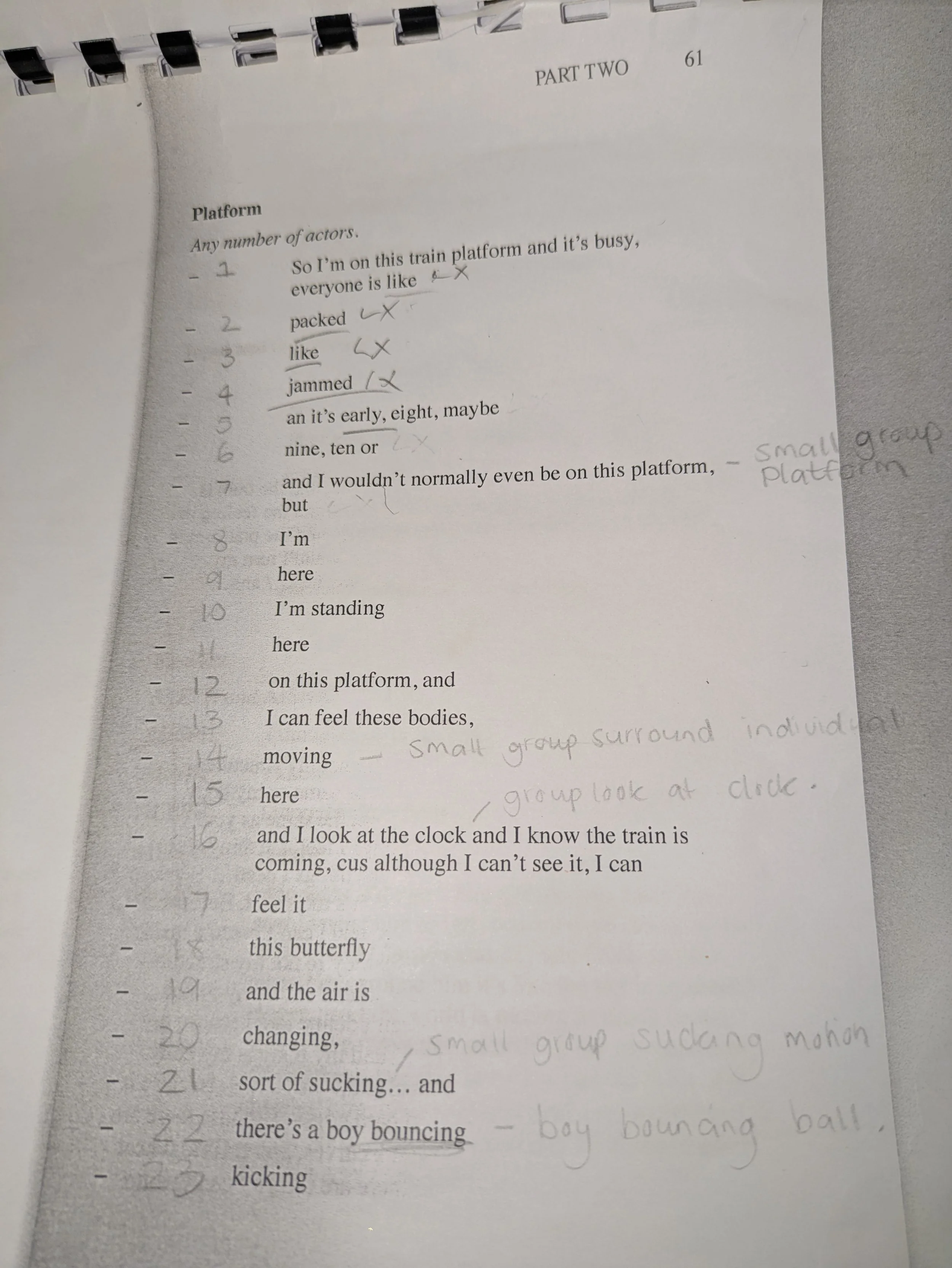 This was one of my script pages, in one of the hardest scenes to call.