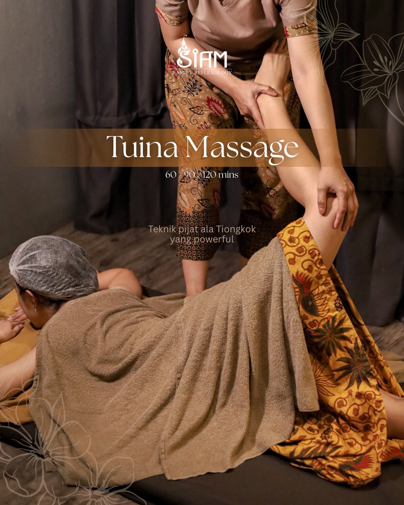 Capek, pegal, badan terasa berat? Saatnya reset tubuh kamu.

Tuina Massage hadir dengan teknik pijat ala Tiongkok yang lebih powerful untuk membantu:
✨ Melancarkan peredaran darah
✨ Mengurangi pegal &amp; ketegangan otot
✨ Membantu tubuh lebih rileks