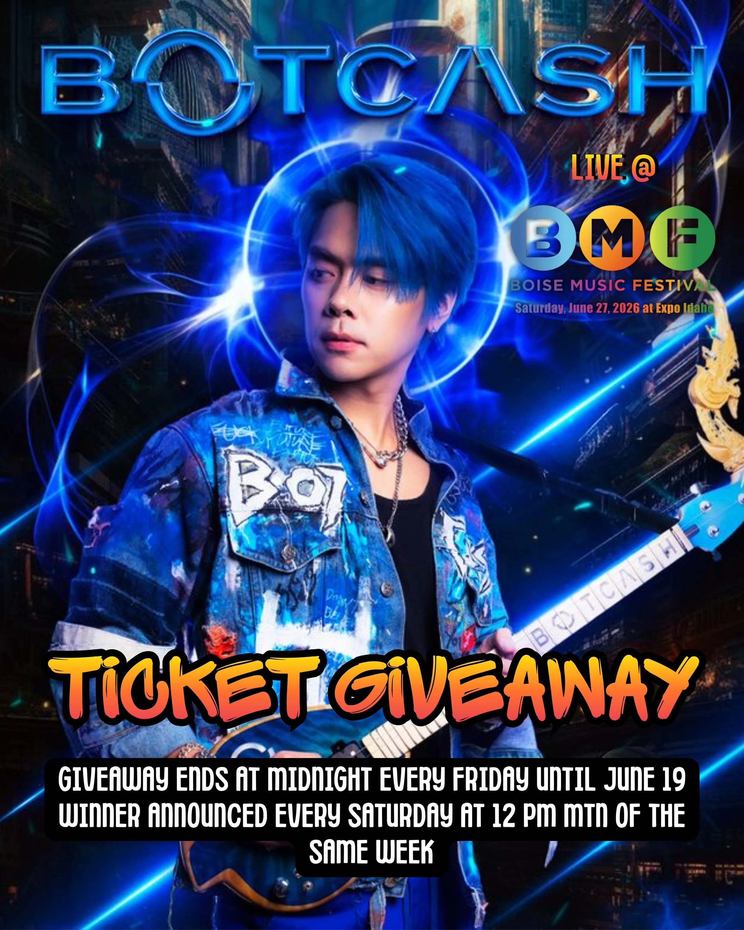 🎉 WIN TICKETS to Boise Music Festival on June 27 to see BOTCASH🔥🎉

We&rsquo;re giving away 2 FREE TICKETS EVERY FRIDAY from now until the Boise Music Festival featuring BOTCASH alongside headliner Marshmello and other national acts!

Enter for you