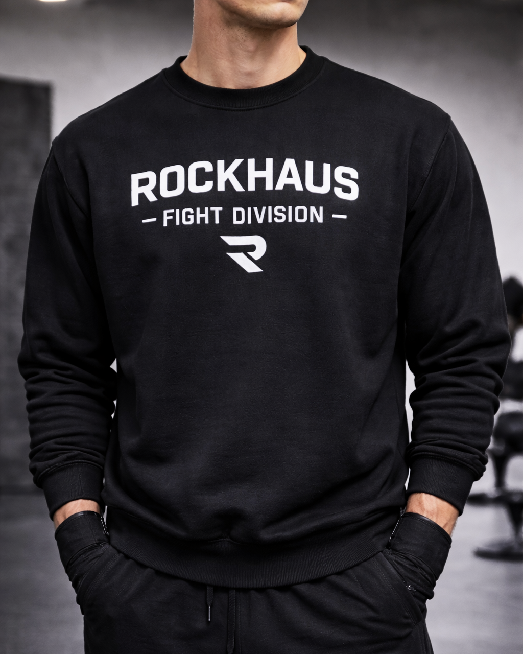 RockHaus Fight Division Men’s Crewneck Sweater – Black