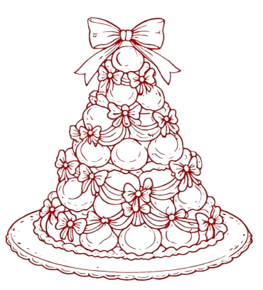 Decorative Christmas tree made of intricate pink lace with bows and floral patterns.