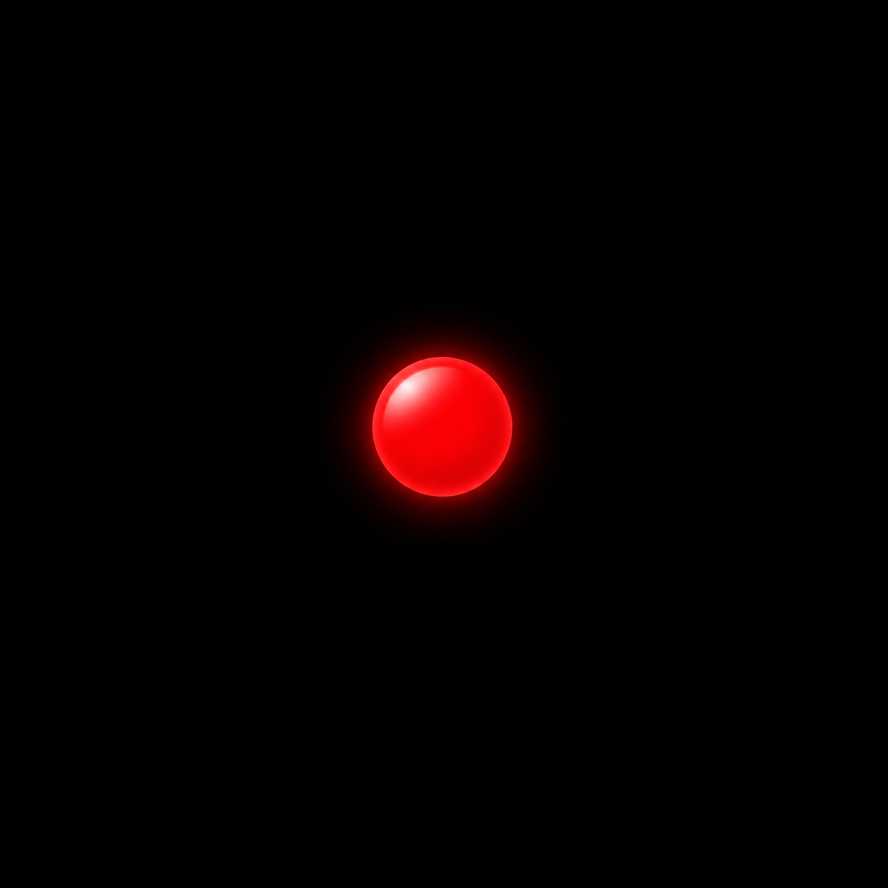 Single red glowing sphere on a black background.