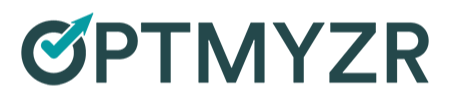 OptMyzr logo with a checkmark inside a circle