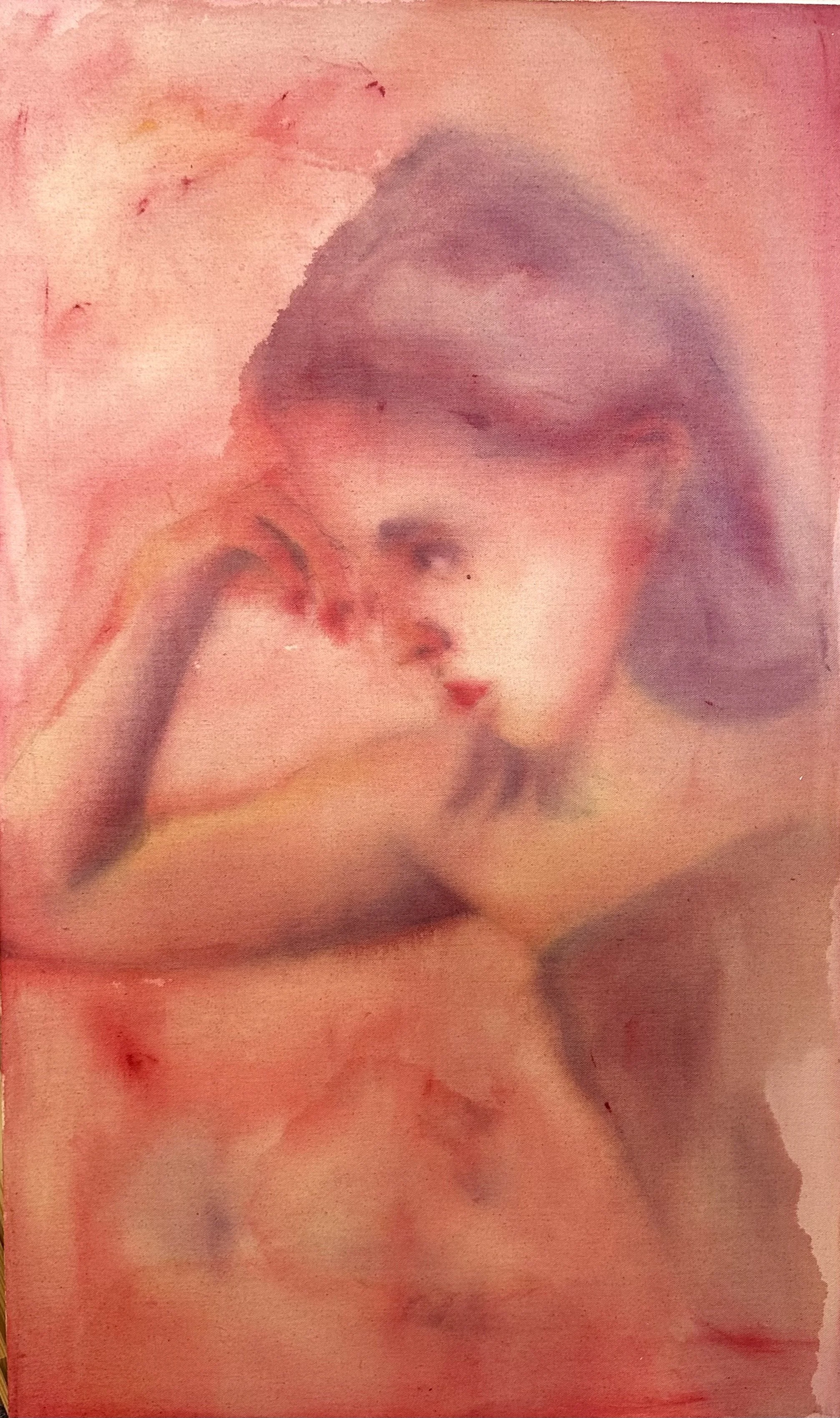 'Rumination' Oil on canvas
1m x 600mm
Subject is lost in thought.