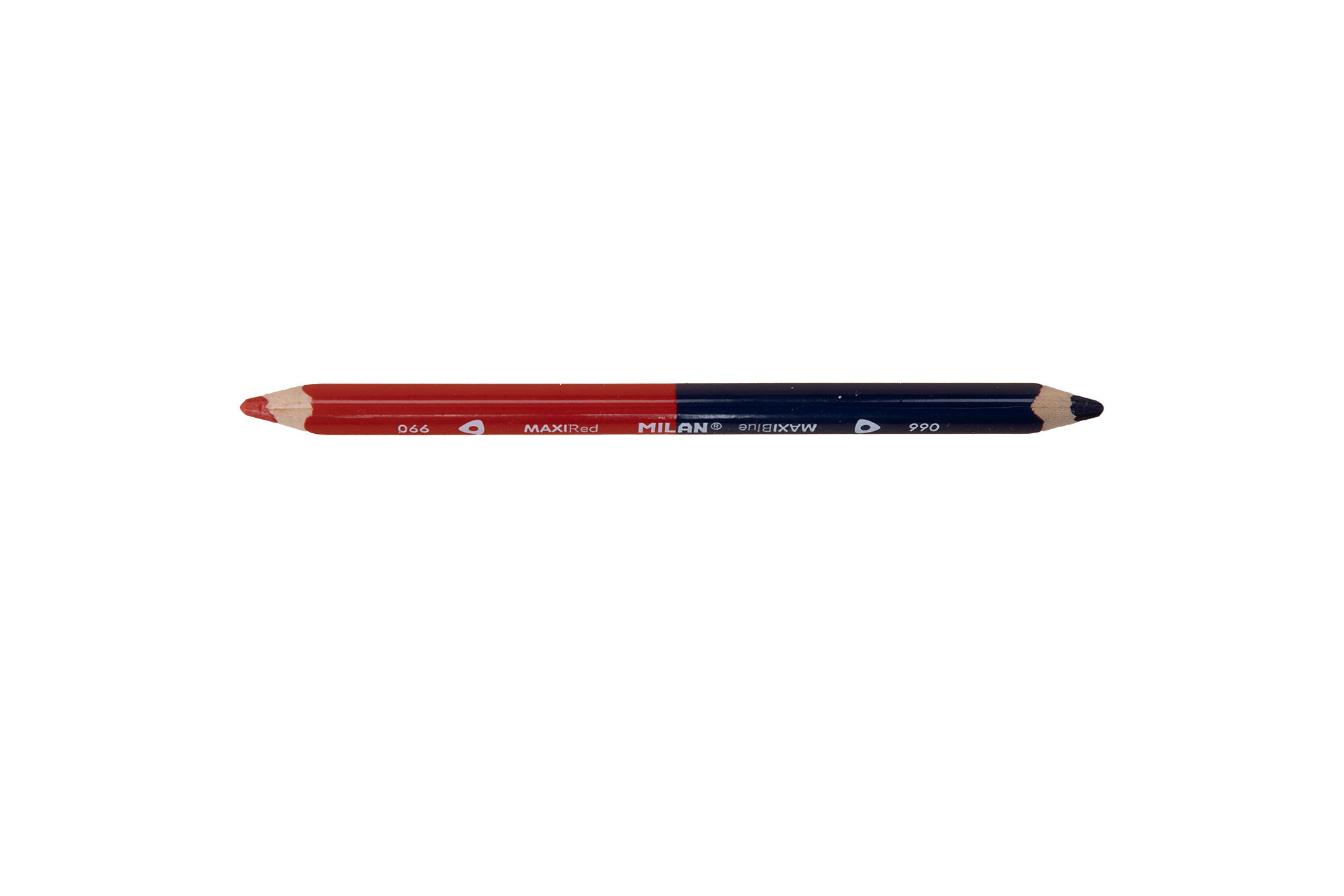 A red and black wooden pencil lying horizontally.