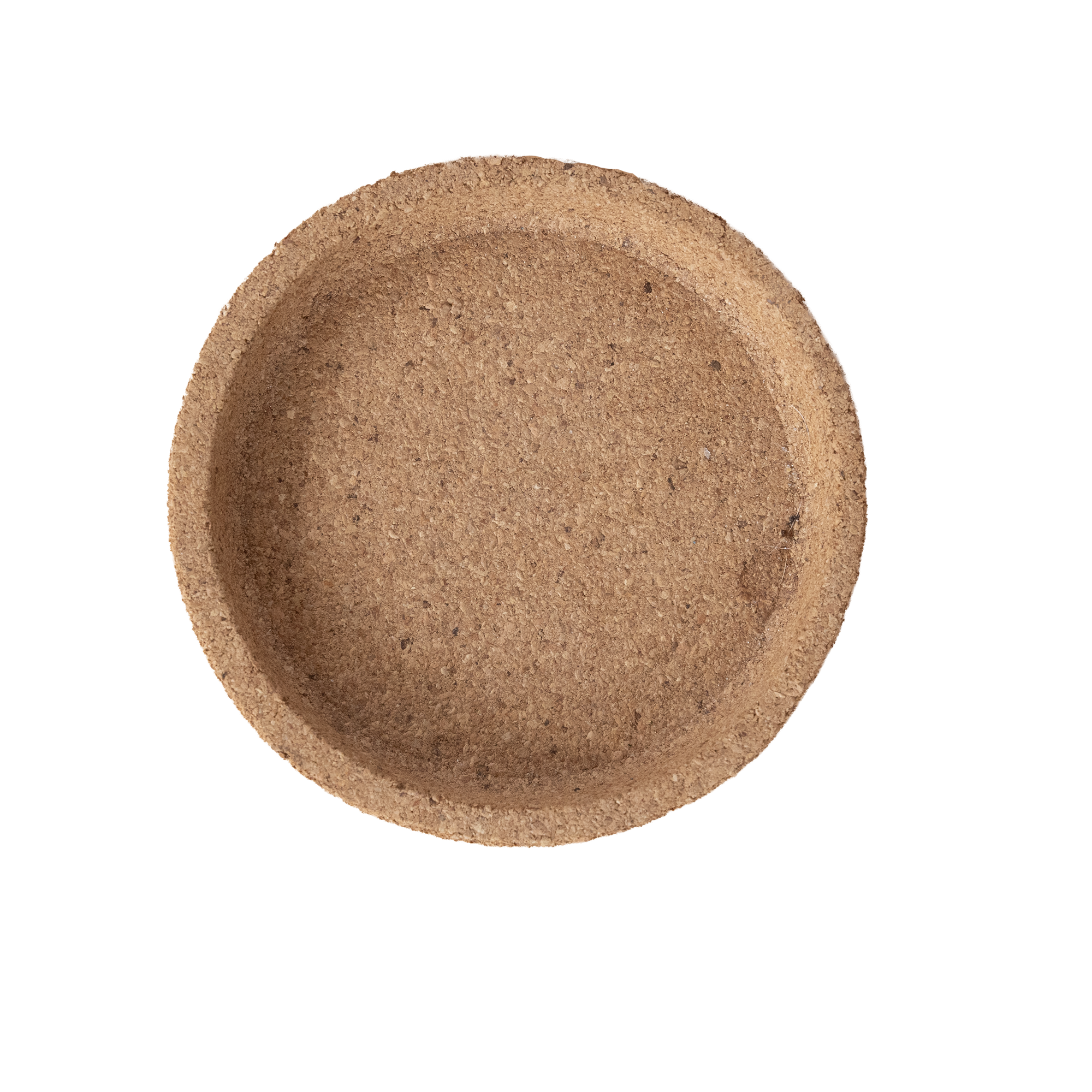 Close-up of a round, textured, brown cork disc.