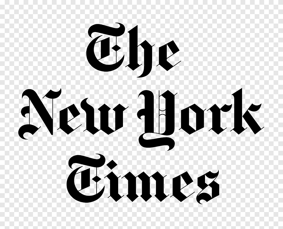 The logo of The New York Times in black Gothic font on a transparent background.