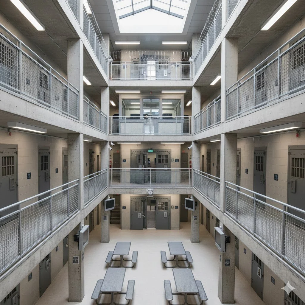 An organized and secure correctional housing environment showcasing the behavioral impact of Esquire Commissary’s premium product standards and the Esquire Tech Nexus monitoring system.