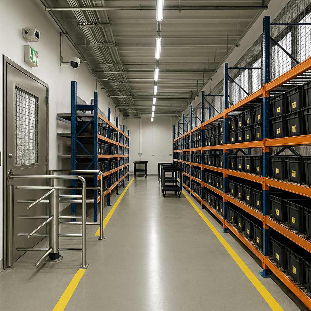 C3 Logistics modern distribution warehouse interior with high bay racking and palletized inventory.