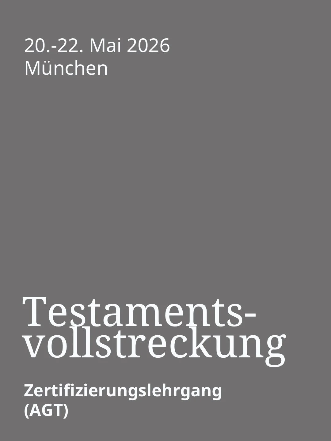Zertifizierung zur Testamentsvollstreckerin

Ob in Behindertentestamenten, bei Testamenten zum Schutz von Minderj&auml;hrigen, bei Alleinstehenden oder einfach nur in F&auml;llen, in denen der/die Erblasserin absehen kann, dass es im Erbfall so richt