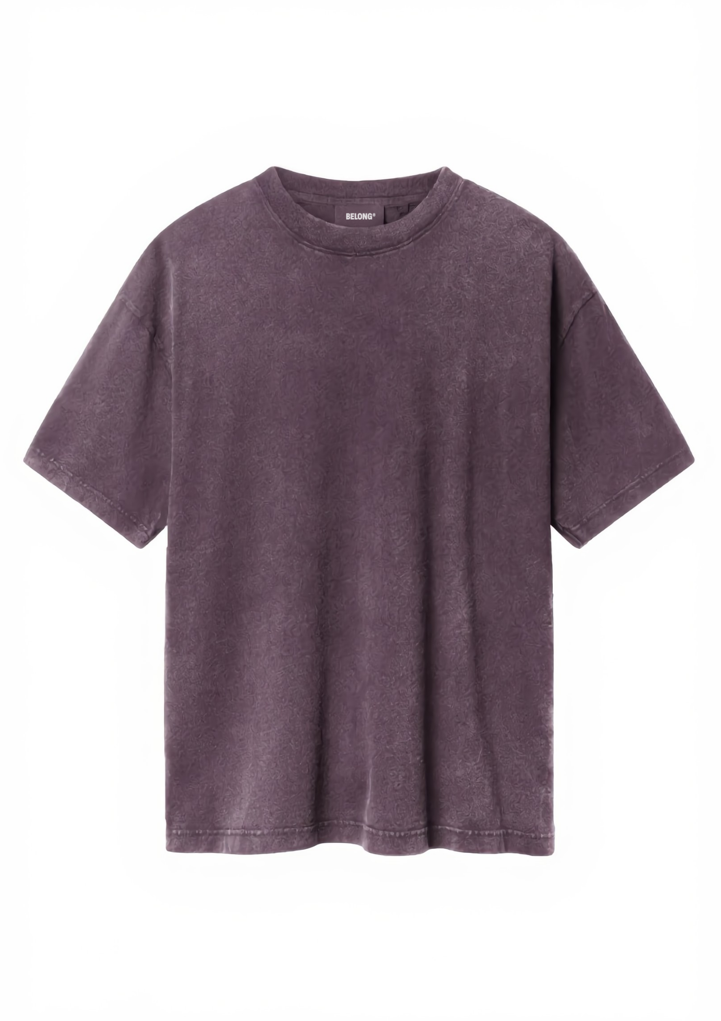 Purple distressed T-shirt against a white background.