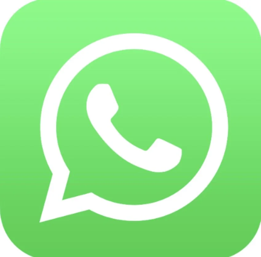 Green square icon with a white chat bubble containing a phone receiver symbol, representing WhatsApp.