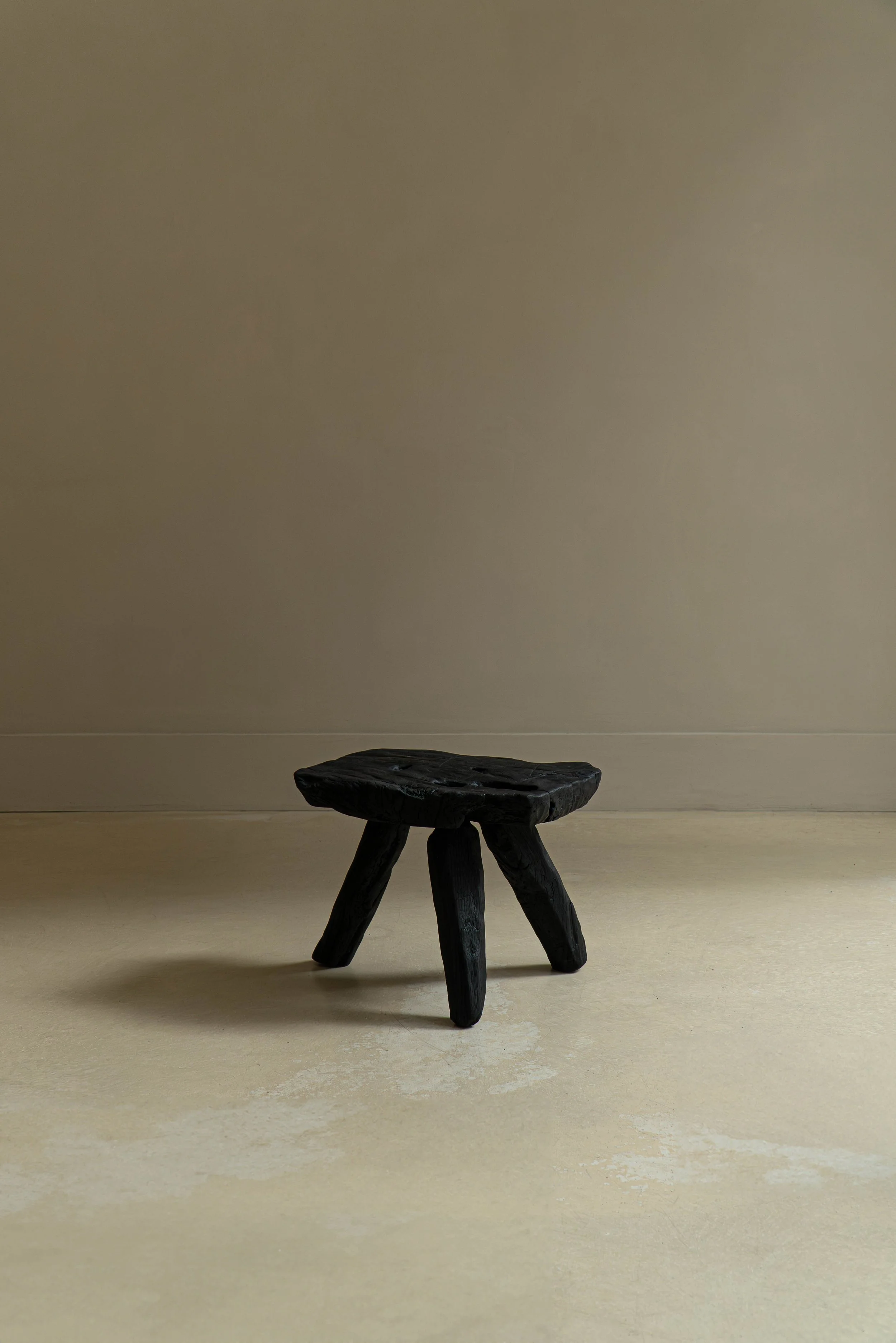 burnt wood stool