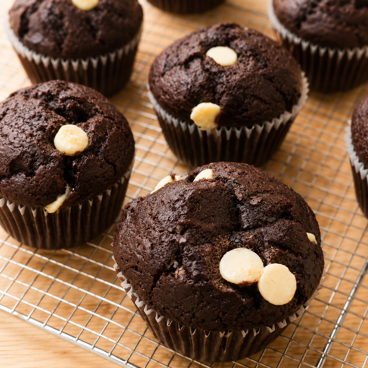 Chocolade muffins met witte chocolade