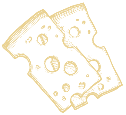 Twee plakjes kaas met gaten