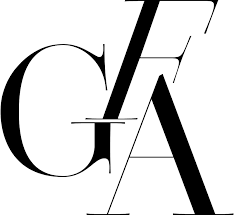 Stylized overlapping black letters G, F, and A on a white background.