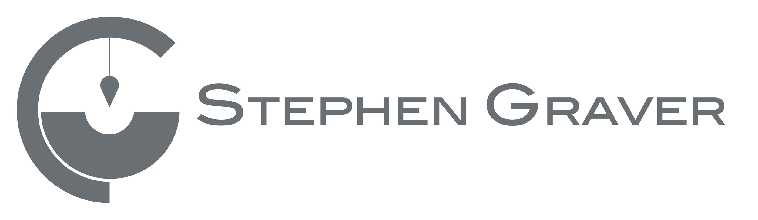Logo with a gray circular gauge and the name Stephen Graver in gray text.